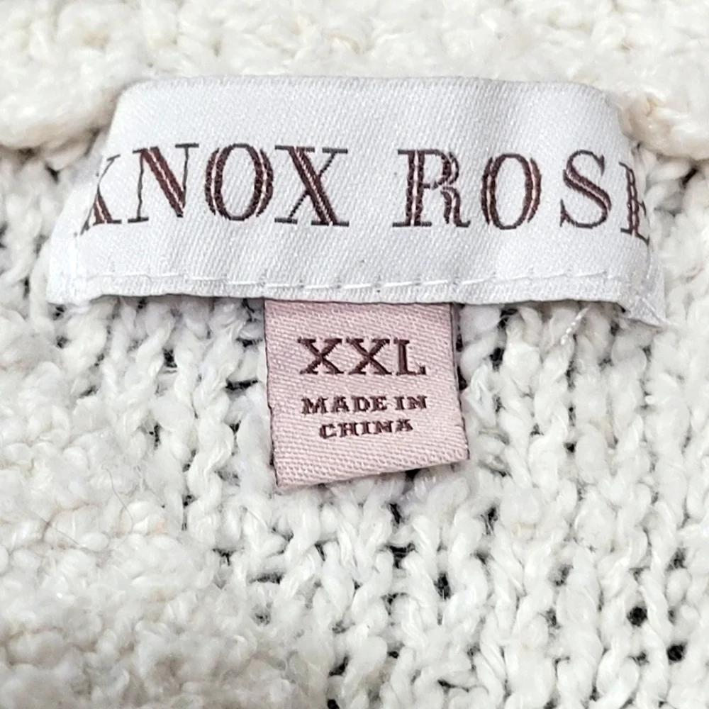 Knox Rose Women's XXL Mock Neck Marled Oatmeal Color Pullover Hem Slit Sweater - Picture 8 of 8
